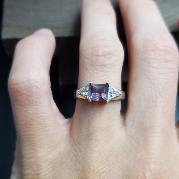 Jewelry - Size 7 Sterling Silver Square Light Purple Cubic Zirconia Ring